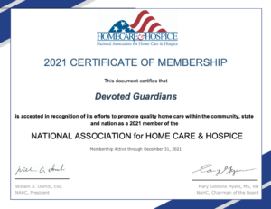 certificate of membership homecare and hospice association devoted guardians