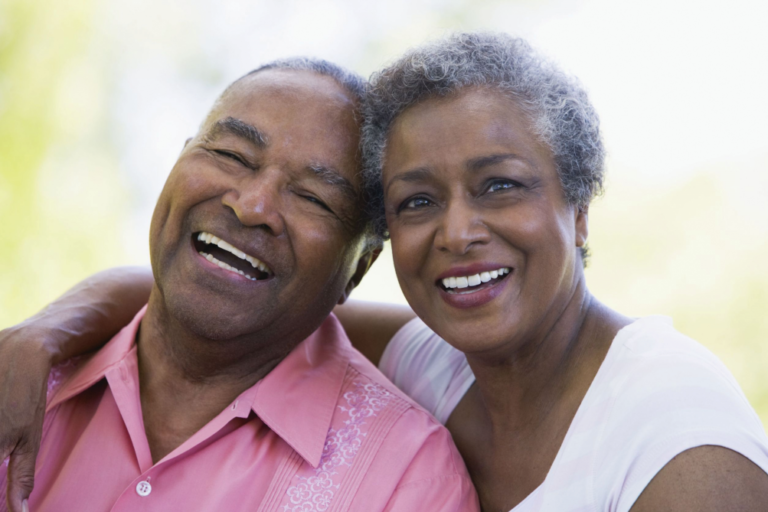 two people smiling